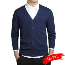 Хлопковый свитер, мужской кардиган с длинными рукавами, мужские свитера с v-образным вырезом, свободная однотонная вязаная повседневная одежда на пуговицах, новинка