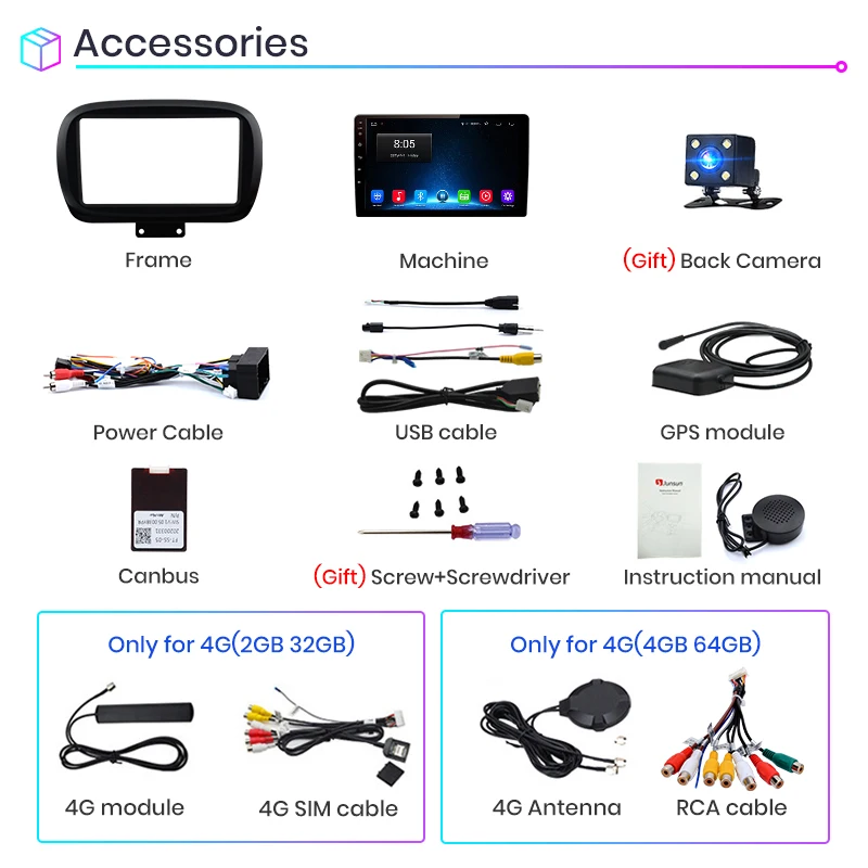 Junsun V1 Android 10.0 DSP CarPlay Car Radio Multimedia Video Player Auto Stereo GPS For Fiat 500X 2014 - 2020 2 din dvd