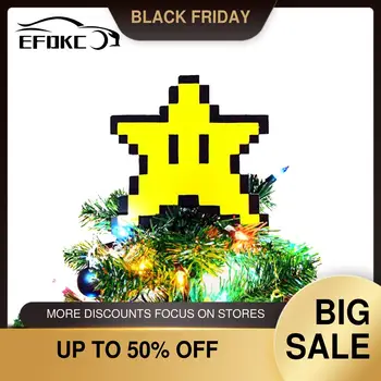 

Xmas Super Mario Bros. Star Tree Topper Target Brother Power Light Up For Christmas Led Ornament Diy Pixel Deck Decor Gift