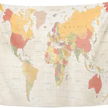 Tapiz azul tierra mapa del mundo Vintage Color marrón detallado Asia tapices colgante de pared para sala de estar dormitorio