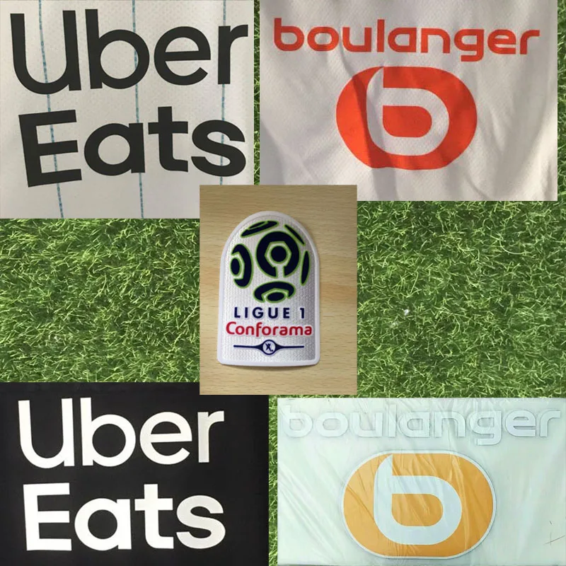 Марсель спонсор UBER EATS Patch Boulanger спонсор и Ligue 1 патч футбольный значок