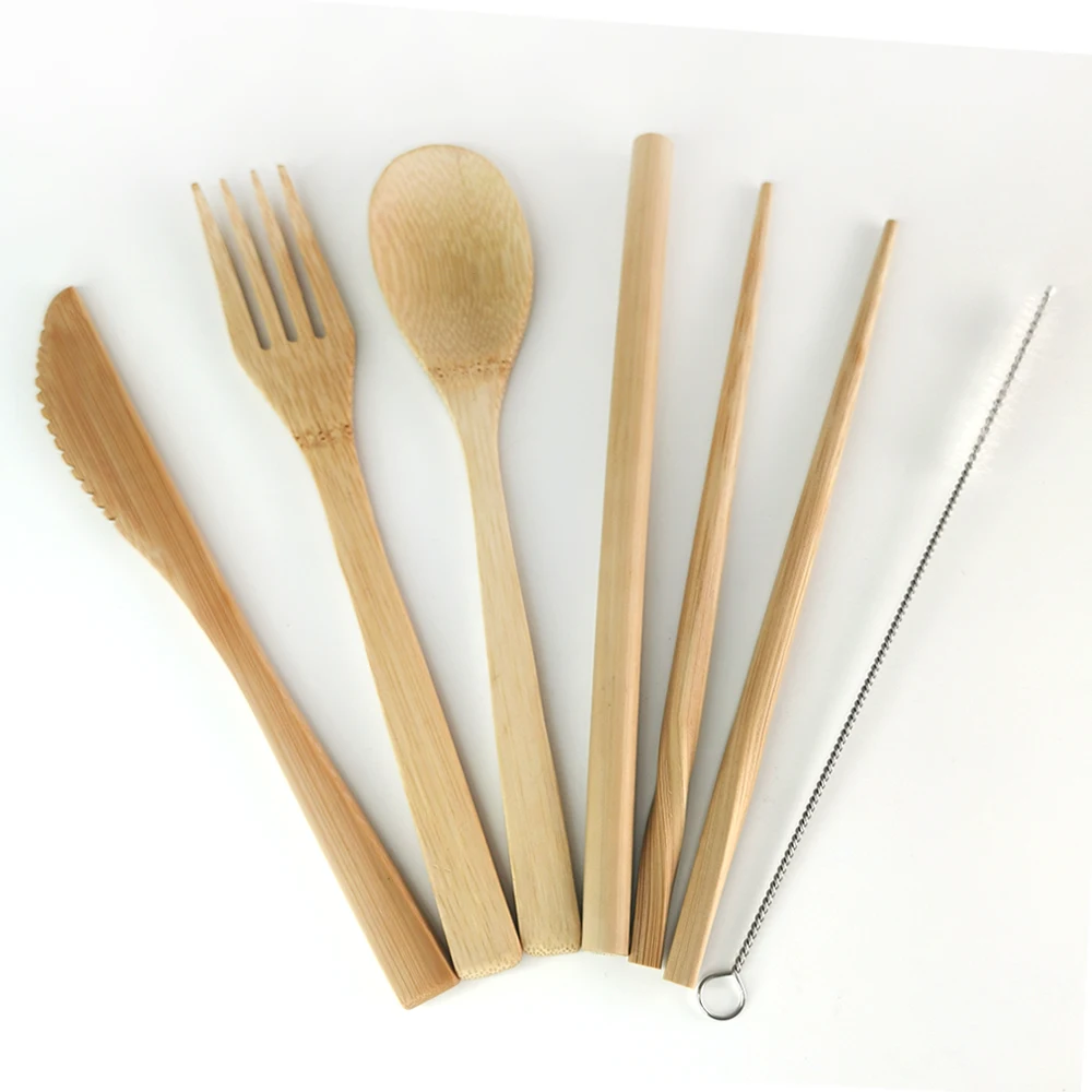 Hot Bamboo Cutlery Set 6pcs/set Wooden Dinnerware Set Knife Spoon Fork Straw Chopstick Cloth Bag Kitchen Cooking Tools Travel
Hot Bamboo Cutlery Set 6pcs/set Wooden Dinnerware Set Knife Spoon Fork Straw Chopstick Cloth Bag Kitchen Cooking Tools Travel