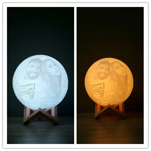 2 colors Персональная фотография 3D печать ночник Луна USB заряженный домашнее украшение подарок на день Святого Валентина сенсорный/пульт дистанционного управления 2/16 цвет - Испускаемый цвет: 2 colors