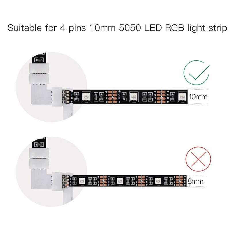 10 мм 4 Pin код L Форма светодиодный Rgb Разъем для подключения угловая под прямым