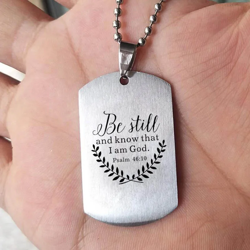 

New Arrival Necklace for Women Jewelry Vintage Style Be Still and Know That I Am God Psalm 46:10 Letter Design Chain Necklaces