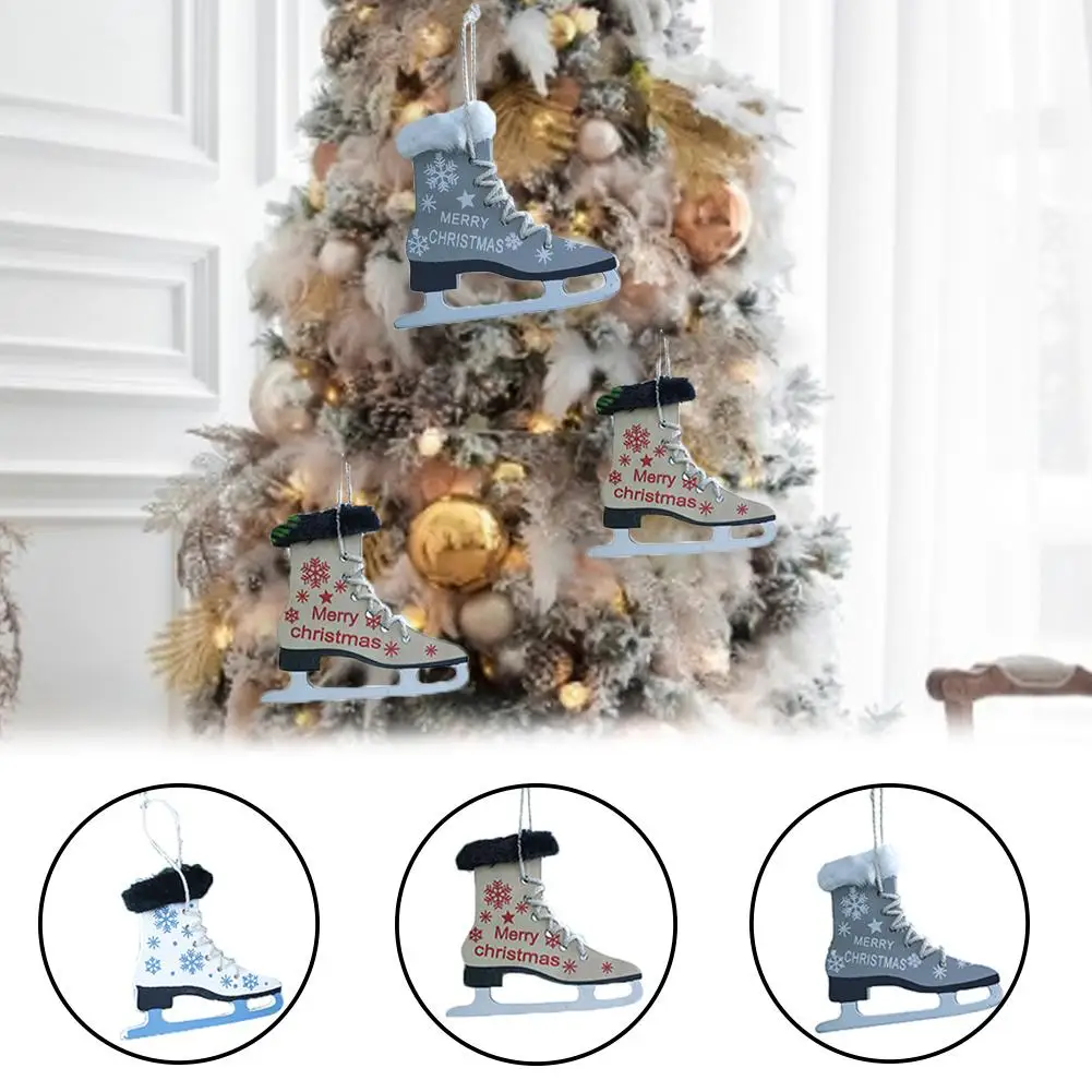3 шт., Рождественская обувь для скейтборда в скандинавском стиле, подвеска из плюша, полый деревянный кулон для украшения рождественской