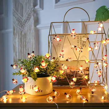 

5M Cute Christmas Tree Led String Copper Wire 50 Lights Santa Claus Snowman Decorative Lamp for Home Party Wall Door Night Light