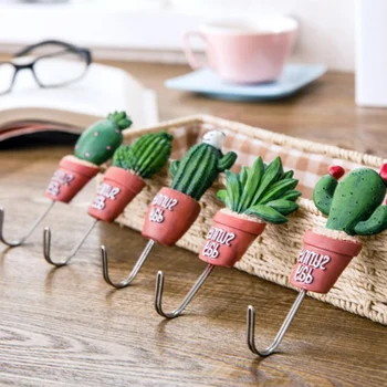 

5Pcs Cactus Plant Pot Wall Housekeeper Hooks For Hanging Door Hanger S Vintage Coat Wall Hooks Towel Key Rack For Kitchen Decor