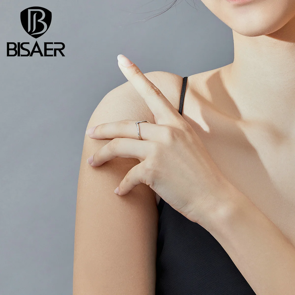 BISAER 925 пробы серебряные Романтические кольца в форме сердца для женщин геометрические Простые Ювелирные изделия для любви GXR622