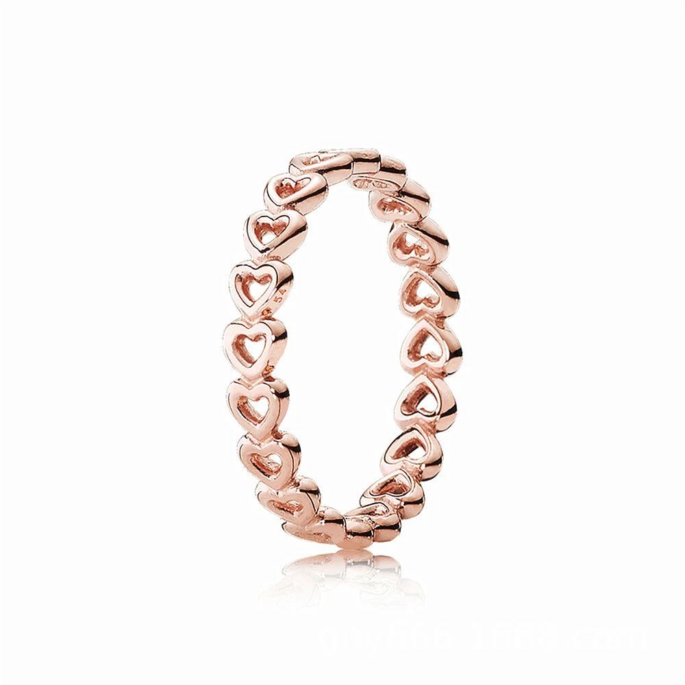 Authentic 925 Sterling Silver Original Heart-to-Heart Stackable Ring For Women Charm Wedding Birthday Gift DIY Jewelry