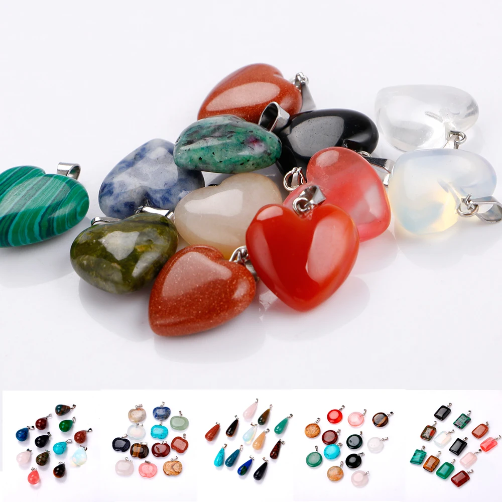 Wholesale 12PCS/lot 20mm Colors Natural Stone Pendants Birthday Stones