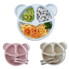 

Baby Tableware Set Anti-Fall Baby Food Supplement Dinner Plate Spoon Fork Set Home Kindergarten Students Eating Dinnerware 3 PCS