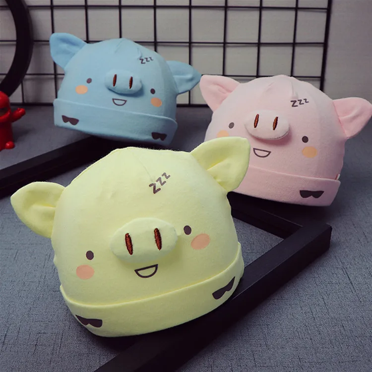 

Korean-style 0-3 Months Newborns Hat Pure Cotton Beanie Ear BOY'S Hat Babies' Baby Pig GIRL'S Cap
