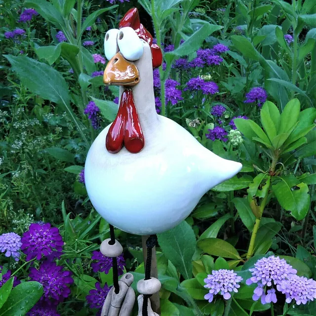 Yard Art Decor Chicken Garden Lawn Plug Hen Rooster Ornaments Hens Bird Statues Edge Seater Indoor