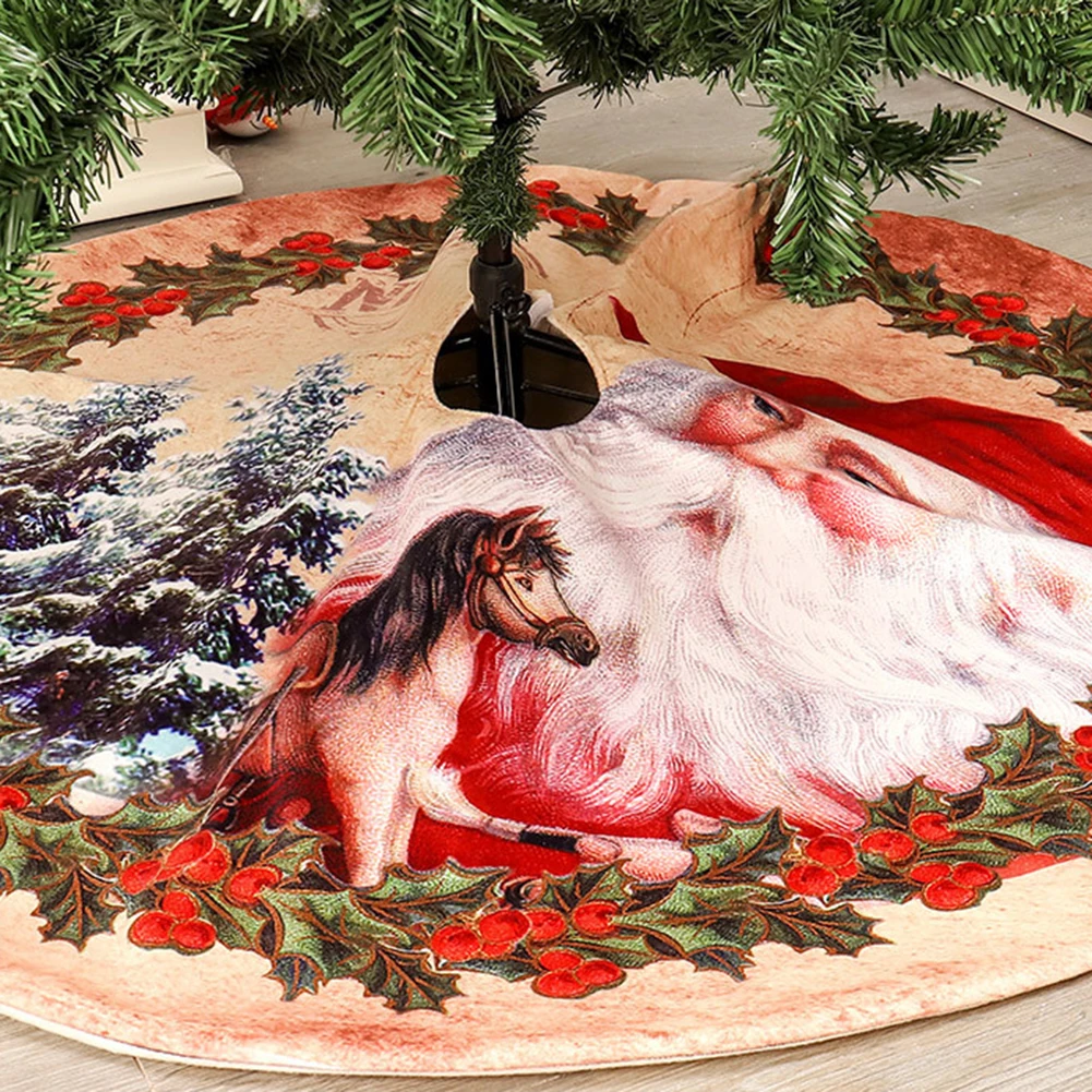 120cm Round Christmas Tree Skirt Apron Xmas Festive Home Party FloorChristmas Decorations for Home Tree Skirt Gift New Year