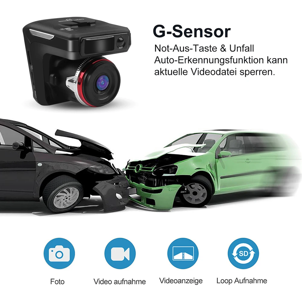 

3 in 1 Car DVR Radar Detector 1080P Built-in GPS G-sensor 170 degree Angle Over Speed Alarm fixed / flow Radar Russian Voice