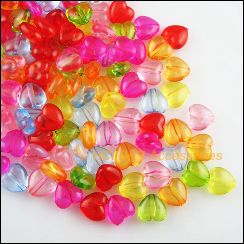 100 New Heart Charms Acrylic Spacer Beads Clear Mixed 10x10.5mm | Украшения и аксессуары