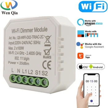 

WiFi Tuya Smart Life Light LED Dimmer Switch Remote Control 1/2 Way Witch DIY Relay Timer Module Work with Google Home Alexa