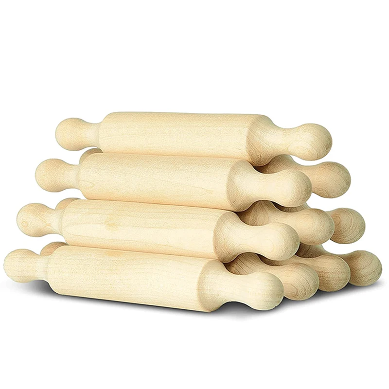 

HOT-Wooden Mini Rolling Pin 6 Inches Long Kitchen Baking Rolling Pin Small Wood Dough Roller for Children Fondant Pasta