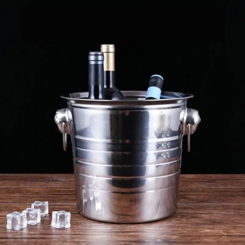 3L/5L/7L высококачественное Нержавеющее стальное ведро для льда толстый держатель льда контейнер для бара вечерние шампанское Вино Баррель серебро
