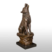 ATLIE ручной работы Воющий волк бронзовая скульптура ревущая дикая природа статуя животного Статуэтка винтажный металлический художественный Декор