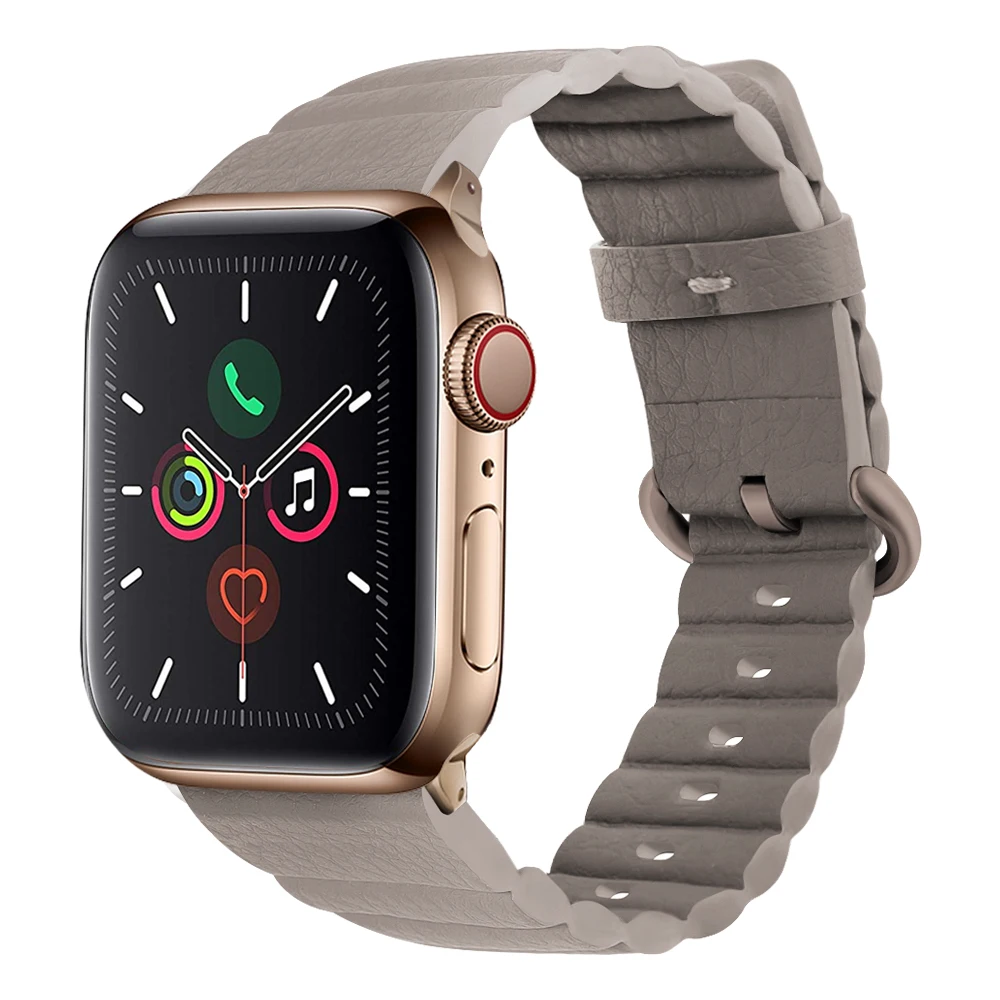 Ремешок для часов Apple Watch 42 мм 38 мм 40 мм 44 мм ремешок из натуральной кожи для iWatch серии 5 4 3 2 1 - Цвет ремешка: B-khaki