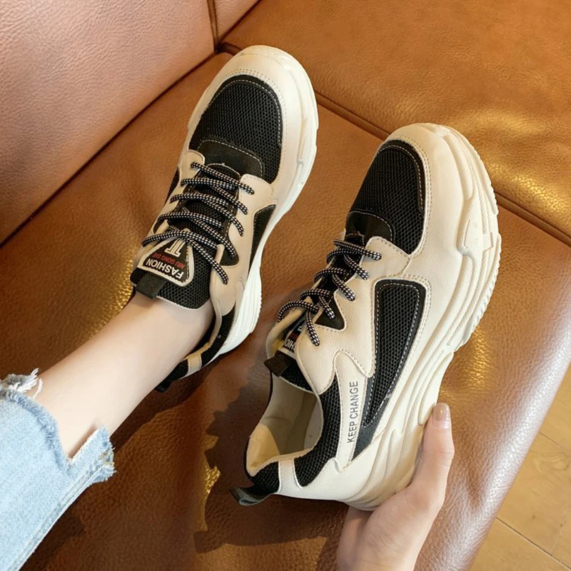 

W- popular explosions trend fashion women's shoes autumn new color matching wild breathable round head low daily casual shoes