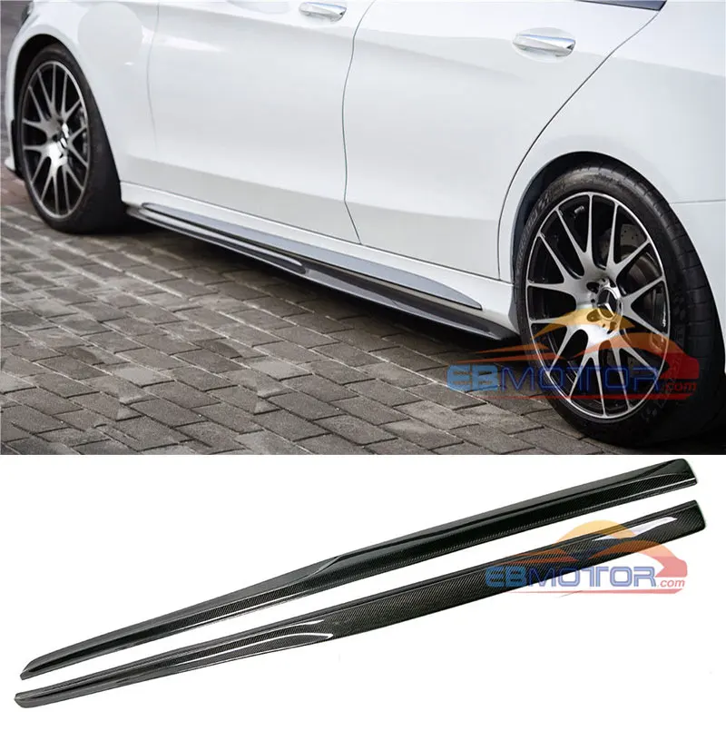 Реальные углеродного волокна боковые юбки 1 пара для Benz W205 C63 C63s AMG SOnly 2015UP M130