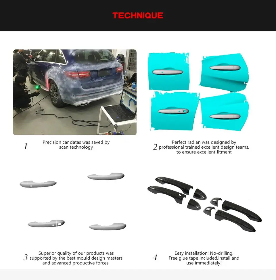 High quality real carbon fiber Auto outer door handle cover for Maserati Ghibli quattroporte Levante LHD car styling