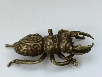 

YIZHU CULTUER ART Collection China Old Bronze Carved Charming Beetle Statue Pendant Or Paperweight Gift