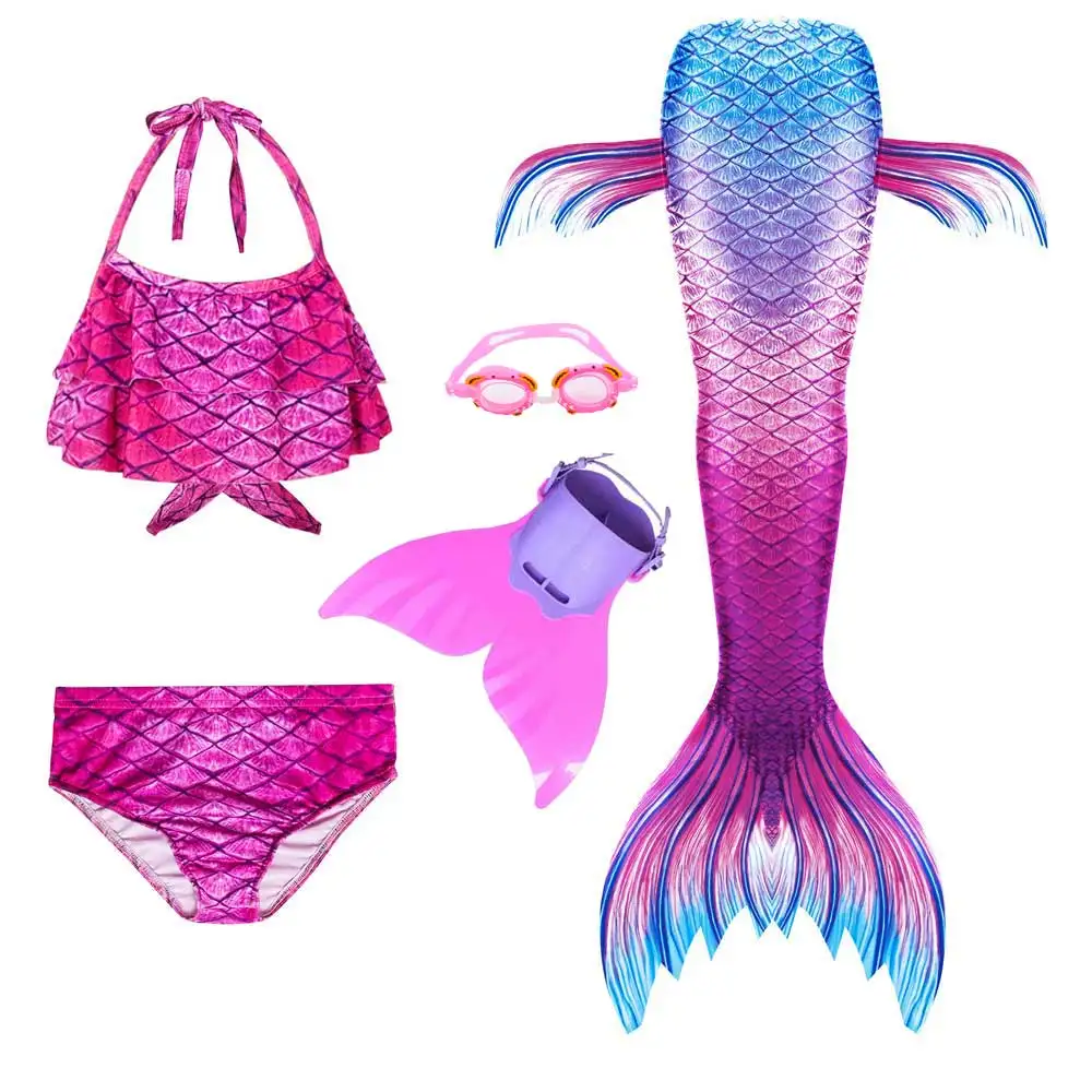 Girls-Walkable-And-Swimmable-Mermaid-Tail-Swimsuit-Cosplay-Costume-Kids-Children-Bikini-And-Sparkle-Mermaid-Swimtail(9)