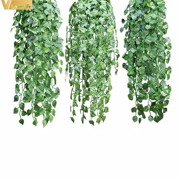 

1pc 2.3M Plants Garland Artificial Fake Eucalyptus Willow Green Leaf Greenery Foliage Wall Hanging Home Garden Decor