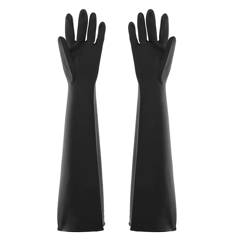 BlackLongProtectiveGardenIndustryRubberGlovesElasticAntiAcid
