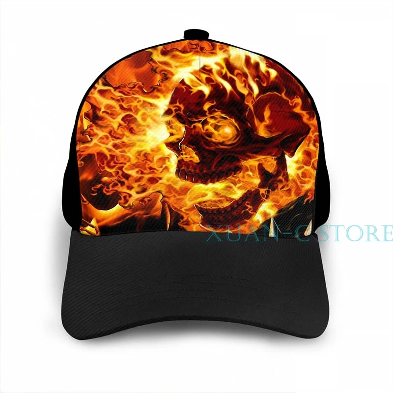 Ghost rider горящий баскетбольный мяч Кепка для мужчин и женщин мода по всему принту черная шляпа унисекс