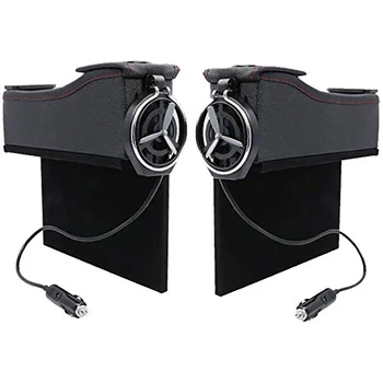 

2 Side Pocket Storage Bags Leather Car Seat Filler Space Storage Box with Coin Box, Bottle Cup Holder and 2 USB Charging Ports C