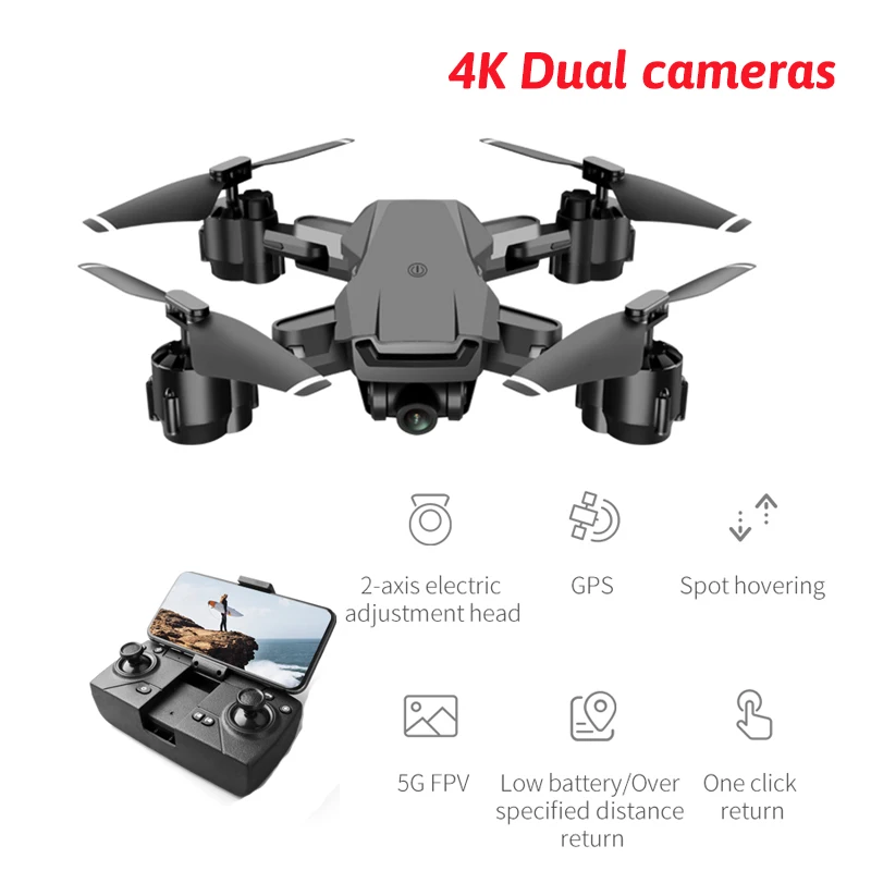 

2020 New Mini Drone H3 with 4K Dual HD Camera GPS Positioning 5G Wide Angle Foldable UAVwith ESC camera Long Distance Quadcopter