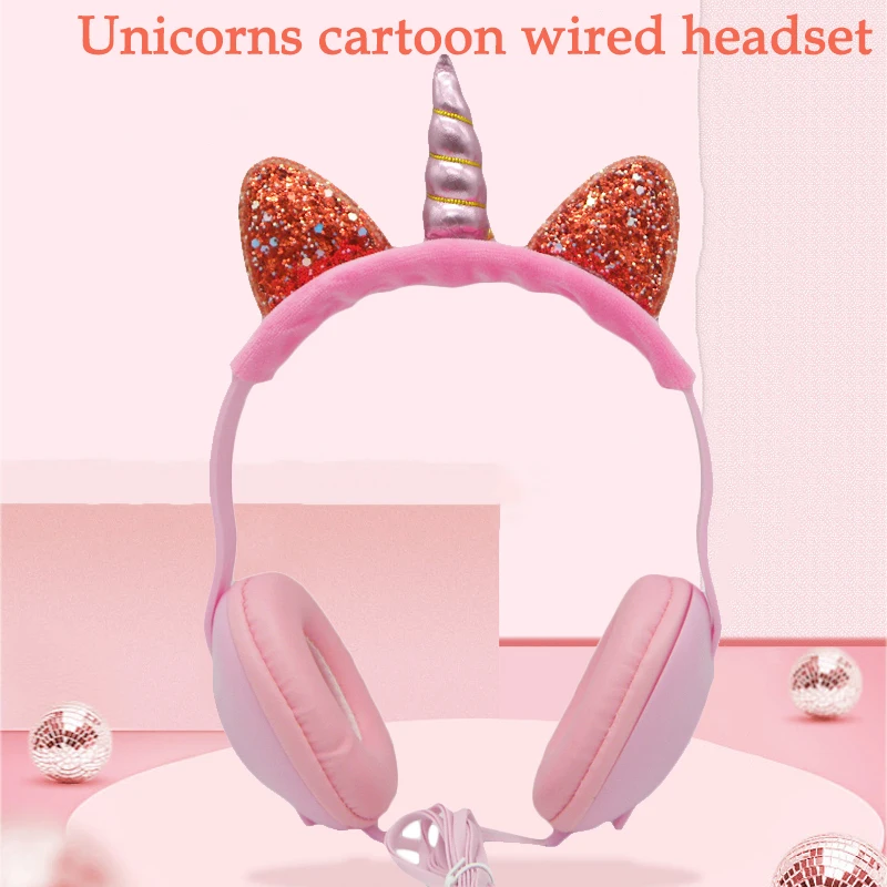 JINSERTA Kids Headphones Unicorns Wired Music Headset with 3.5mm Plug Soft Earmuffs for Smartphone PC Best Gift for Children