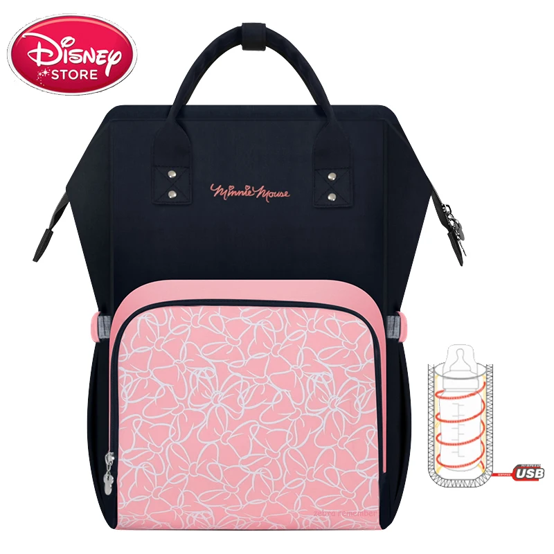 Сумка для подгузников disney, сумка для мам, сумка для мам, USB бутылочка, Микки Маус, детские сумки для подгузников, рюкзак для путешествий, сумки для кормления, для ухода за ребенком - Цвет: pink