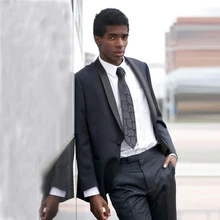 Приталенные черные мужские костюмы, свадебные смокинги, одежда для жениха, 2 предмета(пиджак+ брюки), шаль с отворотом, деловые костюмы для выпускного, костюм Homme, блейзер