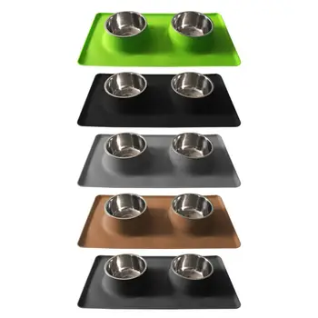 

Suction Cup Silicone Integrated Pet Feeding Dog Double Bowl Durable Leakproof Pet Feeding Bowl