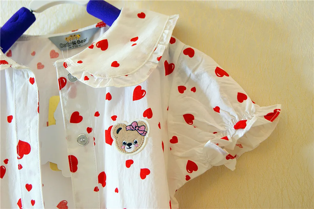 Рубашка для девочек; Новинка года; Стильная Милая рубашка для девочек; летняя детская рубашка с короткими рукавами из чистого хлопка; детская одежда