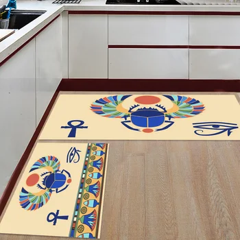 

Kitchen Mat Anti-slip Scarab Ancient Egyptian Culture Printed Carpet Doormat Hallway Bath Mat Living Room