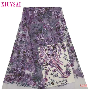 

XIUYSAI Sequins Lace Fabric High Quality African French Tulle Lace Fabric Embroidery For Sequins Lace Nigeria Party Dress S206