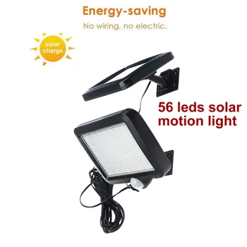 

56 leds solar light split solar panel motion sensor for garden garage patio lantern security deck fence decor indoors 5M cable