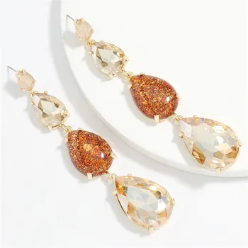 

LUBOV Aretes De Mujer Modernos 2020 Fashion Simple Color Rhinestone Drop Earring Christmas Party Holiday Accessories