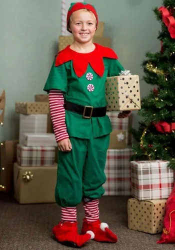 Kids Adult Christmas Green Elf Costume Family Christmas Party Elf Cosplay Fancy Dress