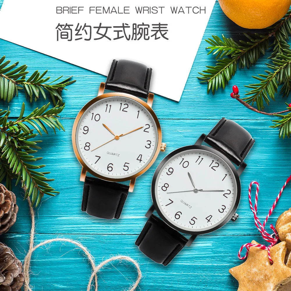 

Simple Fashionable Watch For Men And Women Unisex Leather Watch Strap 12 With Numbers Students Watch