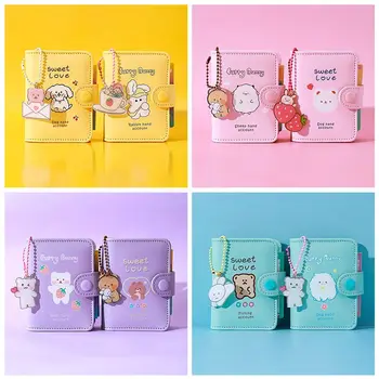 

2020 Kawaii 80Sheets PU Cover Mini Loose-leaf Journal Notebook 3 Holes Diary Agenda Notepad School Student Card holder Organizer