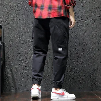 

#2498 Autumn Plus Size Pants For Men Mid Waist Cotton Loose Trousers Male Pockets Pencil Pant Black White Cargo Pants Streetwear