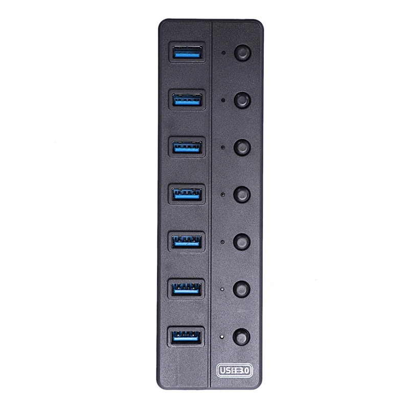 7 портов Usb 3,0 концентратор адаптер с переключателем вкл/выкл, 5 Гбит/с высокая скорость для ПК ноутбук черный